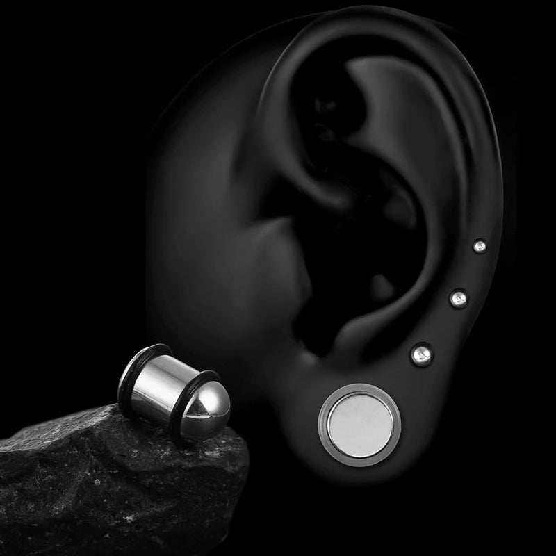 Earblity 1.6mm-24mm Full Size Stainless Steel Ear Stretching Kit with 2PCS O-Rings/Pair,Comfy Pain-free Single Flared Dead Stretching Gauges Tunnels Plugs,Black Silver Body Piercing - Image 4